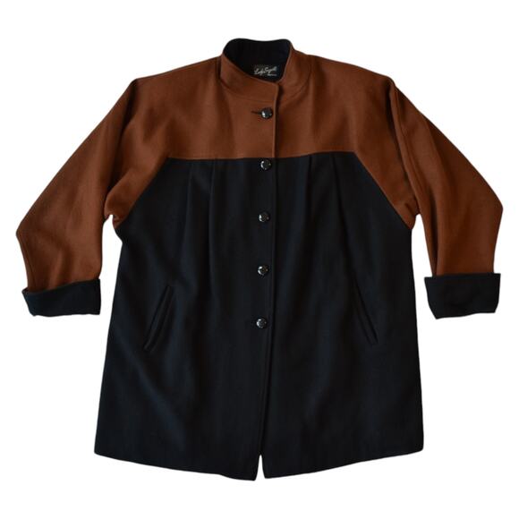 Lady Suzette Brown & Black Wool Blend Coat | Plus Size XL-2XL - Picture 1 of 12